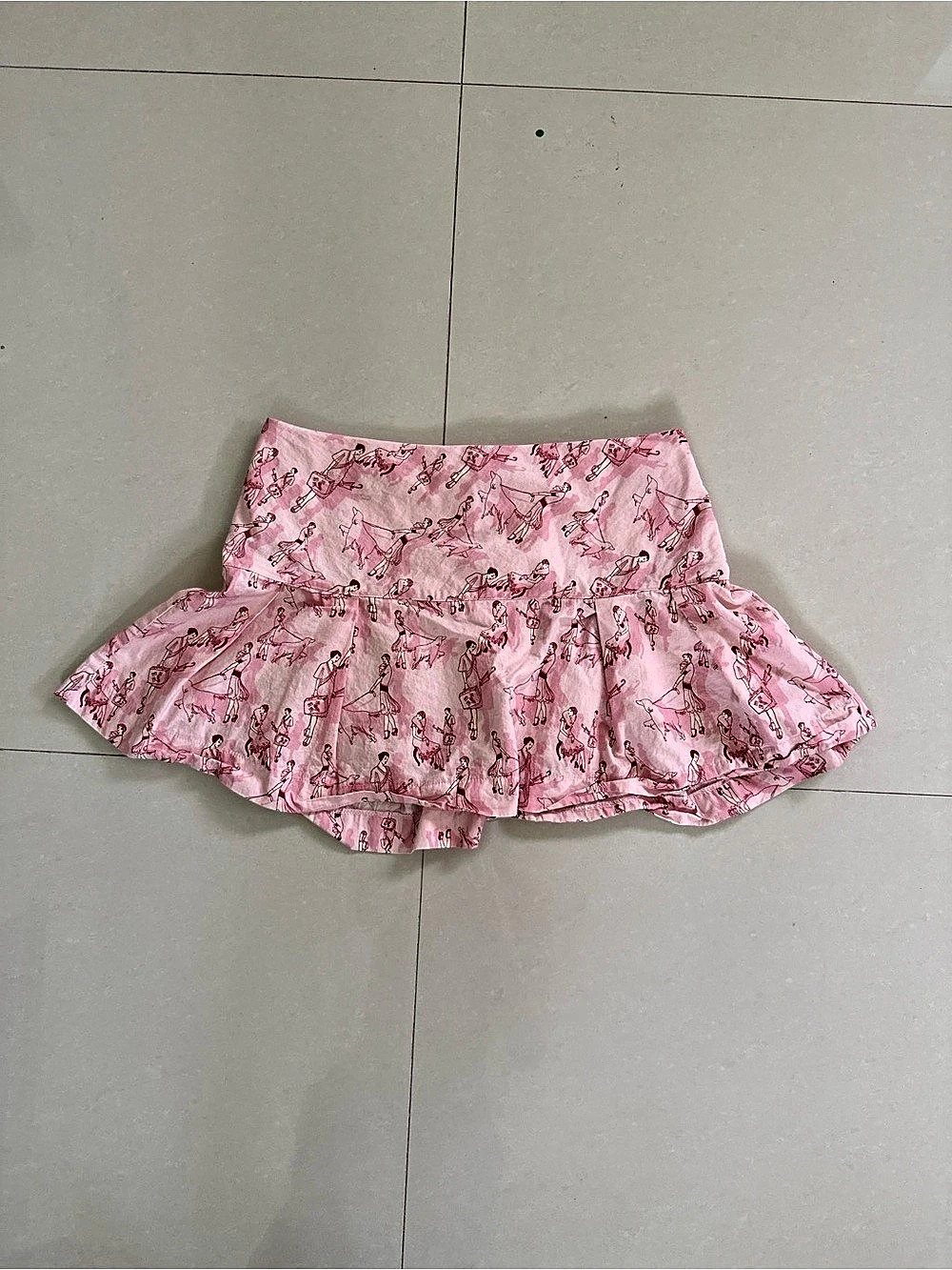 H&M 100% Cotton Women's Pleated Mini Skirt Pink Size 6